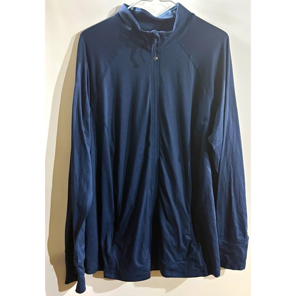 Ideology Woman’s Navy Blue 1/4 Zip Mock Neck Long Sleeve Pullover Top 2X